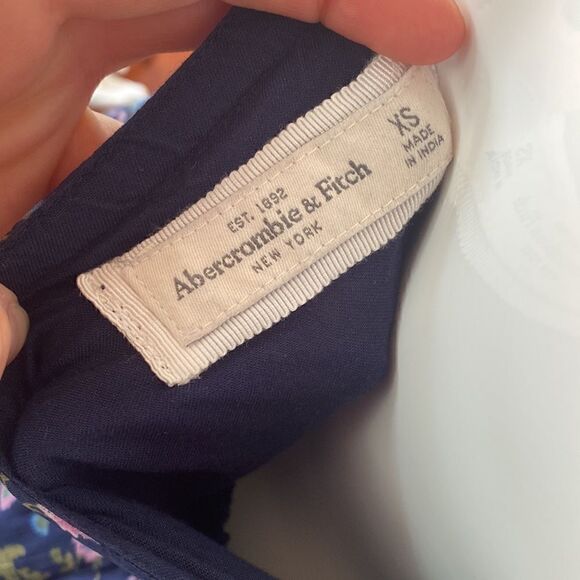 Abercrombie & Fitch Navy Halter Chiffon Floral High  Low Hem Maxi Dress Size XS - Picture 8 of 12